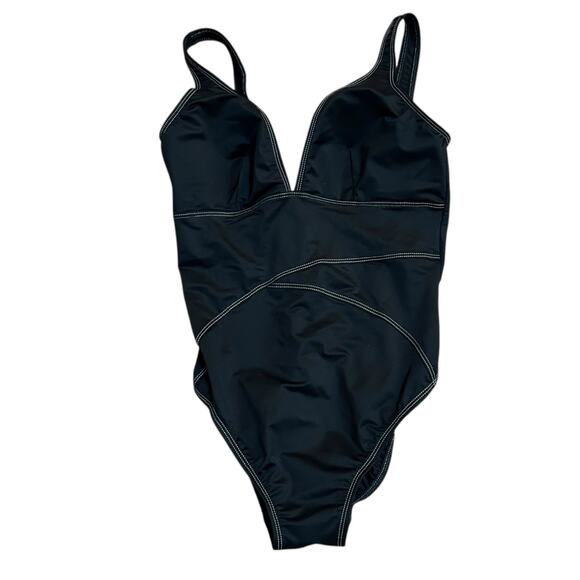 Vtg Magic Suit One Piece Swimsuit Size Small Deep V-Neck Beach Coastal Vacation - Picture 1 of 5